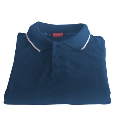 Polo Cotton Airtex Tipped Collar bule-XS - 5XLT