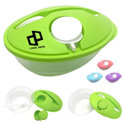 Salad Oval Bowl Container W/ Fork