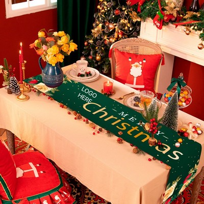 Christmas Polyester Oxford Table Runner Dining Decoration