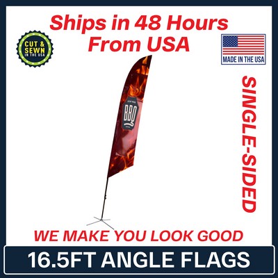16.5' Angle Flag - Single Sided w/Chrome X Base - Made in the USA