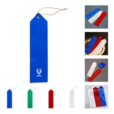 Full Color Satin Award Ribbon W/ Card&String 2"x6"