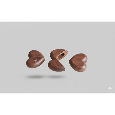 Pocket Heart-Shaped Proposal Ring Box Premium North American Black Walnut Slim Ring Carrier