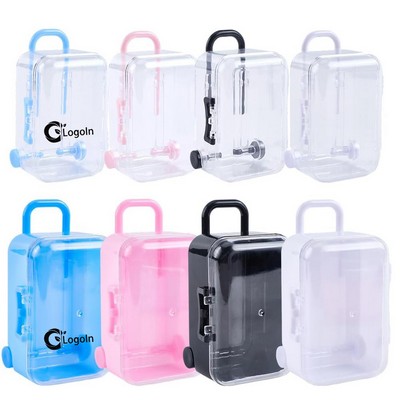 Mini Plastic Suitcase False Eyelashes Tray Luggage Trolley Candy Storage Box
