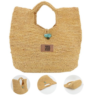 Natural Woven Straw Tote