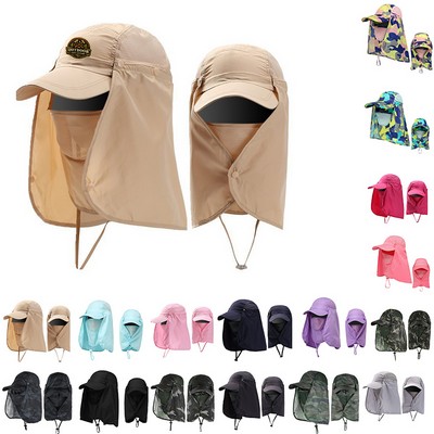 Polyester Outdoor Sun Hat With Removable Face Cover And Neck Flap