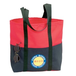 USA Made 10 Oz. Natural Canvas Contrast Pocket Tote Bag