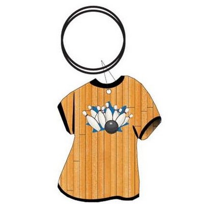 Bowling Strike T-Shirt Key Chain w/Mirrored Back (4 Square Inch)