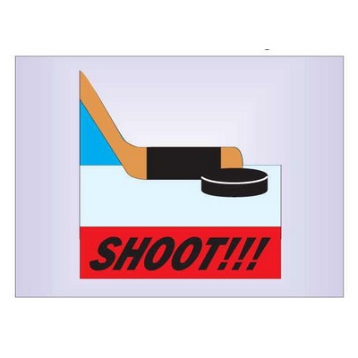 Hockey Puck & Stick Rectangle Badge w/ Bar Pin (2 1/2"x3 1/2")