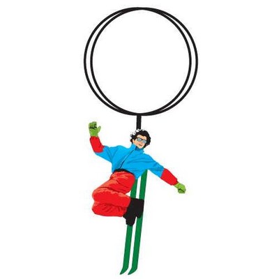 Skier Key Chain w/Clear Mirrored Back (12 Square Inch)