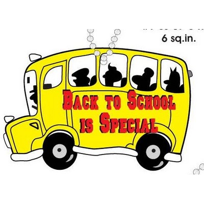 School Bus w/ Slogan Promotional Key Chain w/ Black Back (6 Square Inch)