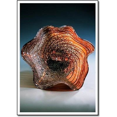 Conch Shell Lantern Art Glass Bowl w/ Marble Base (6.5"x5")