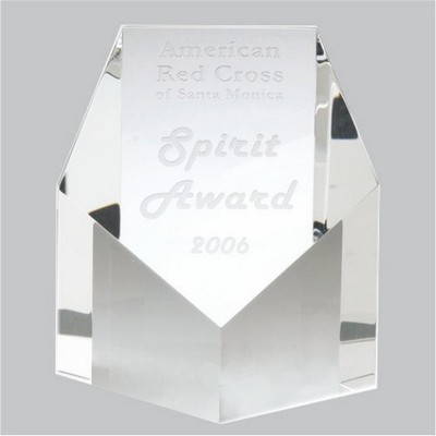 Pentagon Pillar Optic Crystal Award (3½"x 4")
