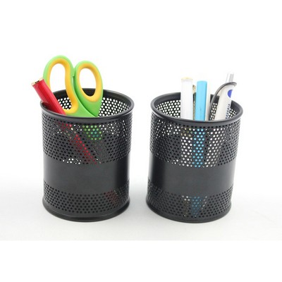 Cylinder Desk Storage Metal Mesh Pen Container