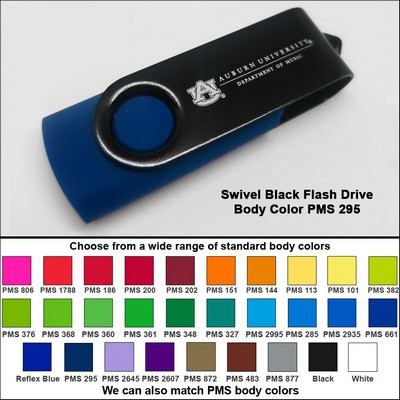 Swivel Black/Dark Blue Flash Drive (256 MB Memory) - Body PMS 295