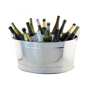 8 Bottle Vintage Stainless Steel Oval Tub