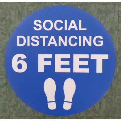 Blue Social Distancing 6' Apart Stock Carpet Decal Medium