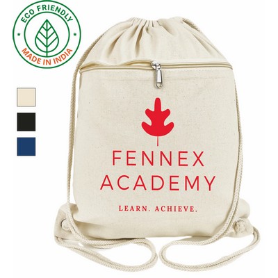 Travel 7 oz Canvas Drawstring Bag | Sports Gym Hiking Event Cinch Natural (14x17)