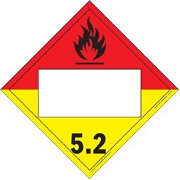Organic Peroxide Class 5.2 Blank, Polycoated Tagboard Placard - 10.75" x 10.75"