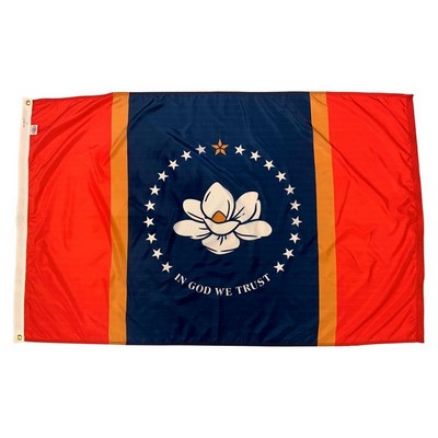 Mississippi Indoor Parade Flag w/Pole Hem And Fringe (5'x8')