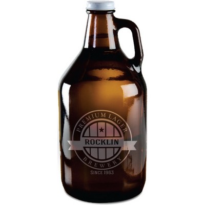 Laser Engraved Libbey® 32 Oz. Amber Growler with Lid