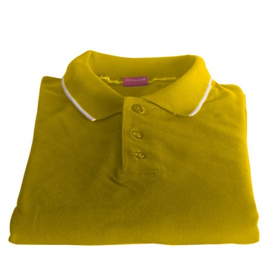 Polo Cotton Airtex Tipped Collar yellow-XS - 5XLT