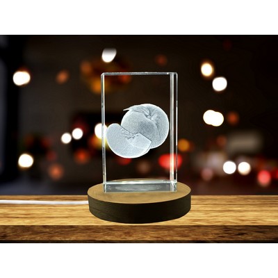 Peach Fruit 3D Engraved Crystal Trophy Award w/LED Base Light