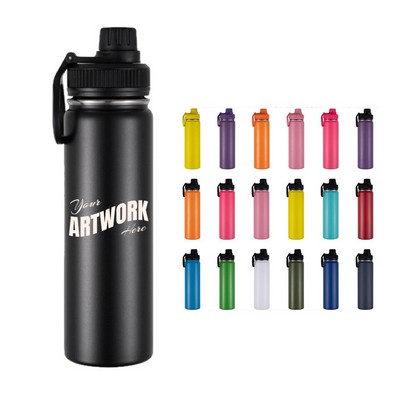 25OZ Stainless Steel Vacuum Insulated Water Bottle With Twist On Spout Lid Handle