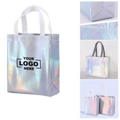 Iridescent Non-Woven Reusable Gift Tote Bag