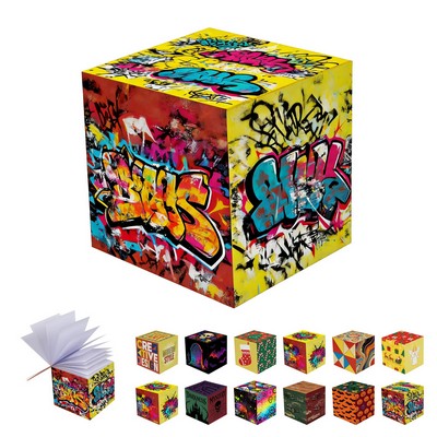 3" Full Color Memo Note Pads Non Sticky Cube