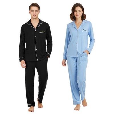 Long Sleeve Modal Pajama Set With Embroidery Logo