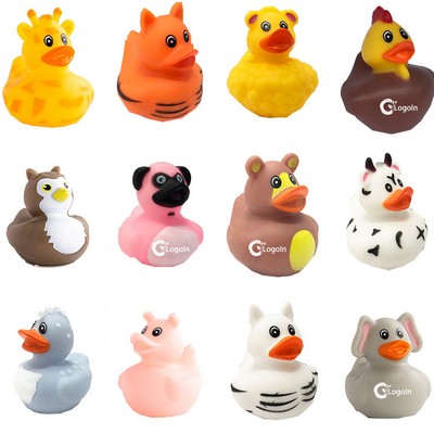 Animal Safari Zoo Rubber Duck Toy Duckies for Kids Bath