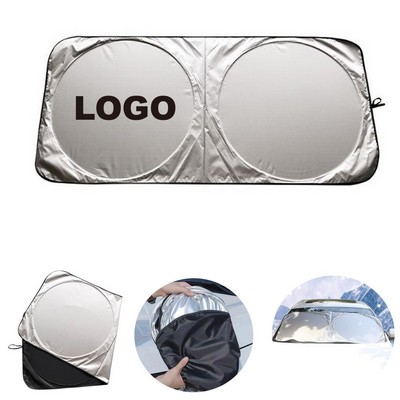 Portable Polyester Car Windshield Sun Shield with Zippered Pouch MOQ 50
