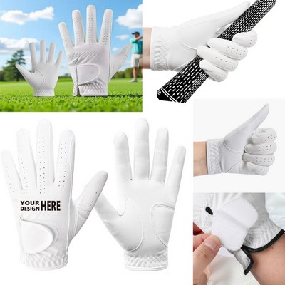Breathable PU Leather Left Hand Golf Glove with Ventilated Fingers