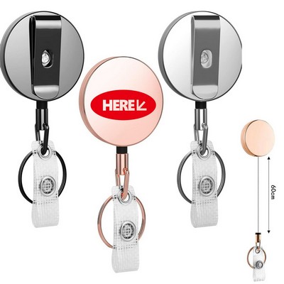 Round Heavy Duty Metal Badge Reel w/ Belt Clip