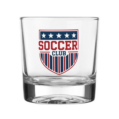11 oz. Soccer Bottomed Whiskey Glass (2 Color Imprint)