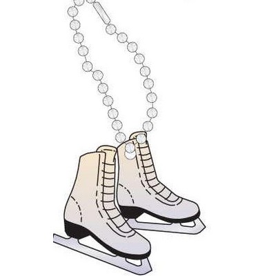 Ice Skates Promotional Key Chain w/ Black Back (4 Square Inch)