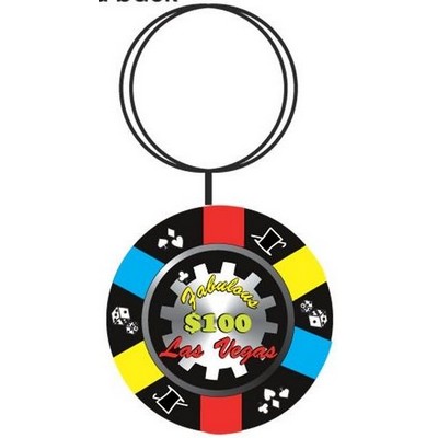 Las Vegas $100 Poker Chip Key Chain w/Clear Mirrored Back (4 Square Inch)