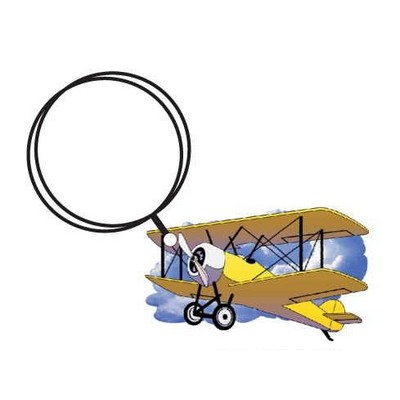 Yellow Bi-Plane Executive Keychain w/Mirrored Back (2 Square Inch)