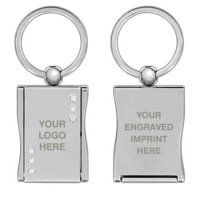 Flip Open Mirror & Picture Frame Keychain with Crystals (Overseas Production)