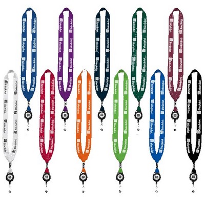 3/4" Cotton Lanyard with Metal Crimp & Retractable Badge Reel