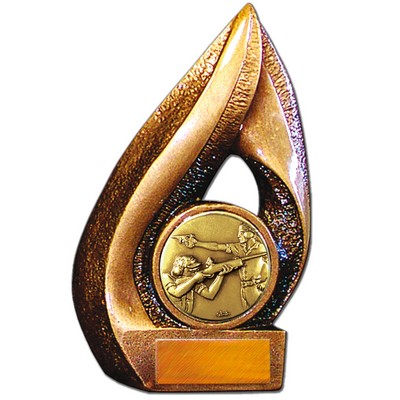 Stock Flame 7" Trophy with 2" Shooting Coin, Engraving Plate