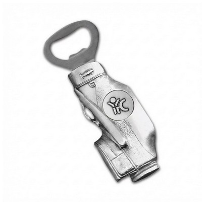 Golf Bag Bottle Opener w/ 3/4" Die Struck Nickel Silver Insert