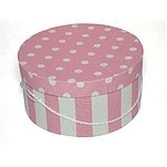 Pink Dot & White Stripe Hat Box (8 3/8"x6 5/8"x4 1/2")