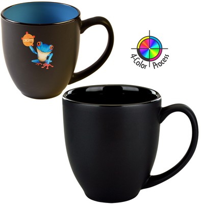 14.5 Oz. 2 Tone Satin Black & Gloss Black 4 Color Process Bistro Mug - Dishwasher Safe