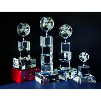 Globe Tower Optical Crystal Award/Trophy 8"H - Variant A