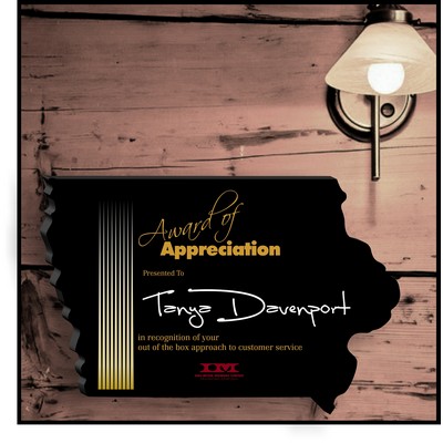 15" Iowa Black Acrylic Plaque