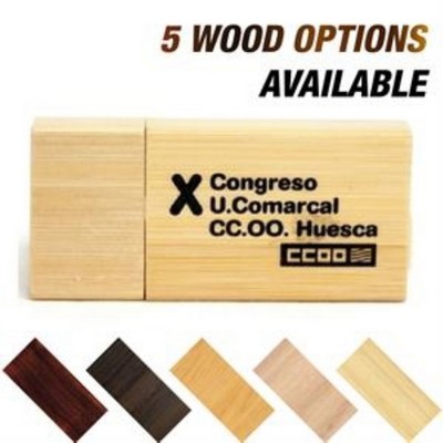 Rectangular Wooden USB Flash Drives with Magnetic Closure - 2GB