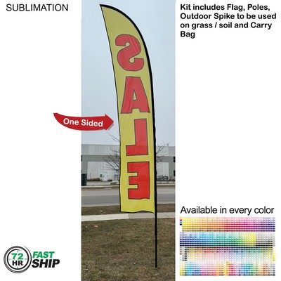 72 Hr Fast Ship - 15' Large Feather Flag Kit, Full Color Graphics One Side, Spike and Bag Included