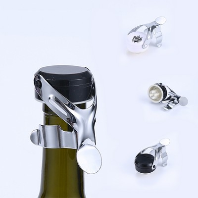 Stainless Steel Wine Bottle Stopper with ABS Inner Plug and Safety Clip