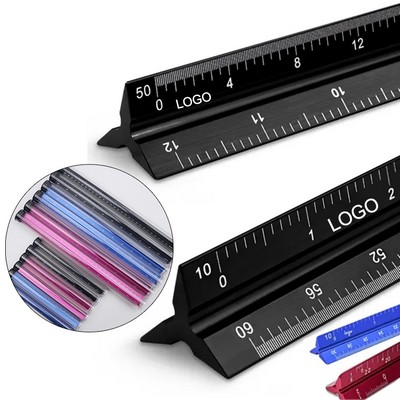 Durable Aluminum Triangular Scale Ruler With Laser Etched Imperial Measurements For Pocket Size Use